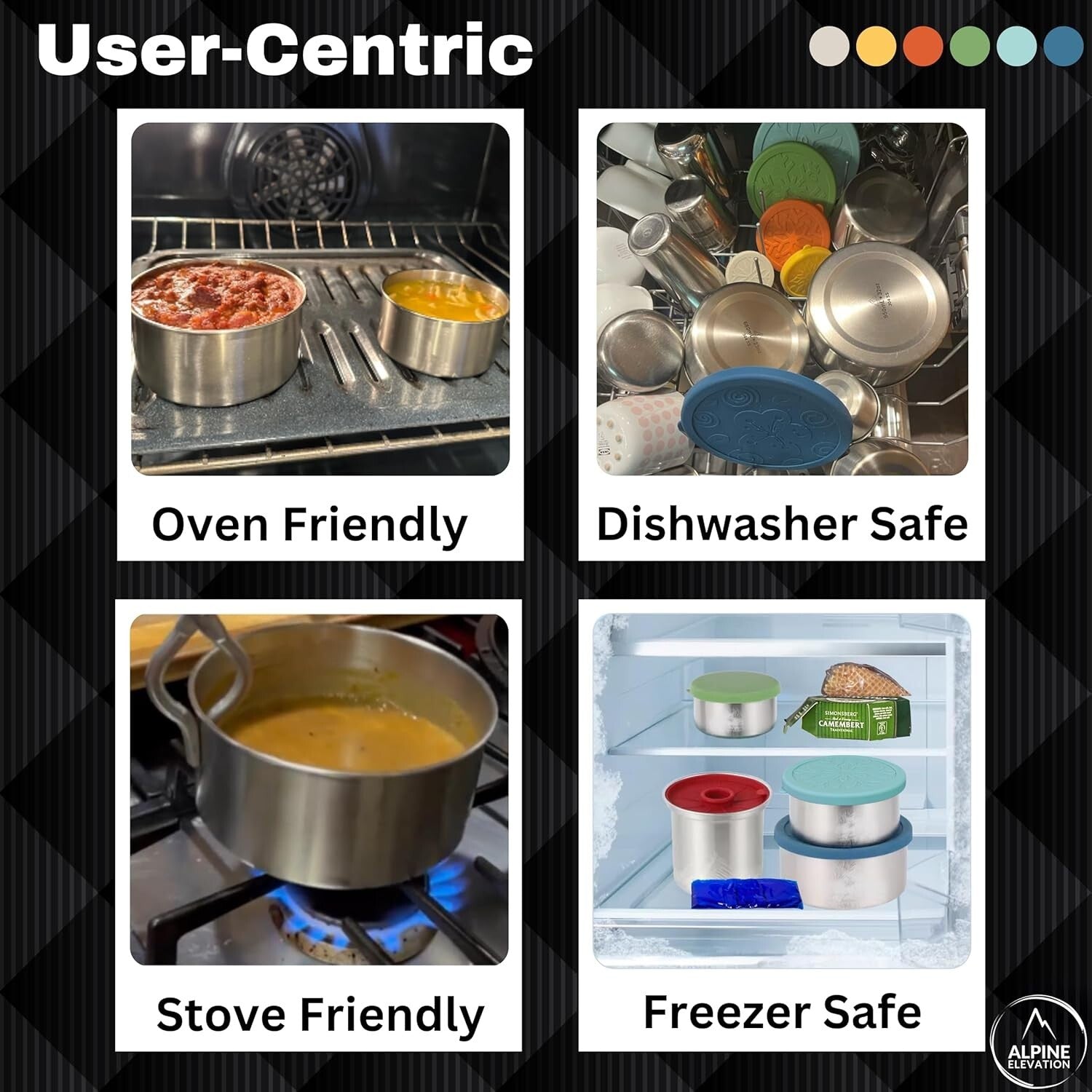 12 Pcs Stainless Steel Snack Container Set with Silicone Lids - Leakproof Design