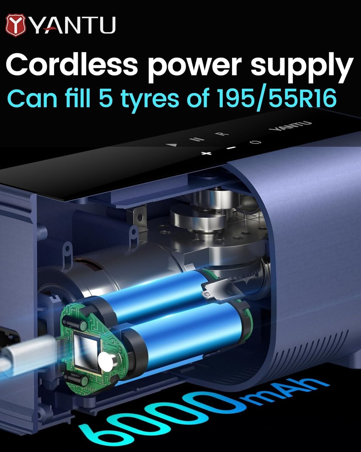 Portable 12V Dual Cylinder Tire Air Compressor with Automatic Shut-Off & Display