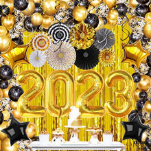 Load image into Gallery viewer, Reusable 2023 Graduation Balloon Arch Kit - Gold &amp; Black Decorations Pack of 115