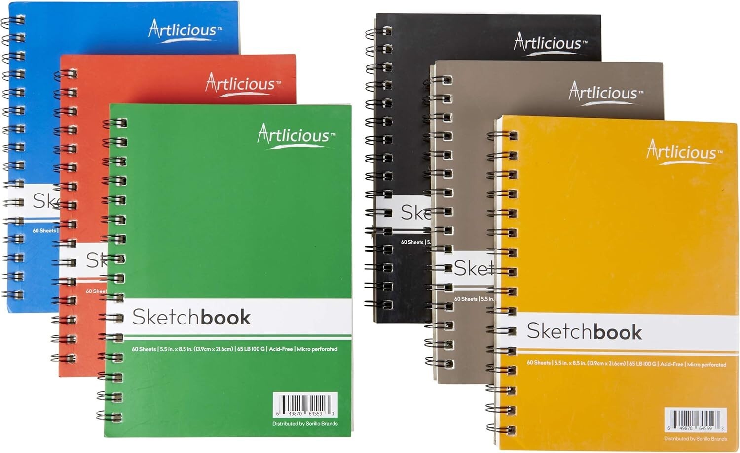 Artistic 6-Pack Sketchbook Bundle - 5.5" x 8.5", Ideal Gift for Young Creatives