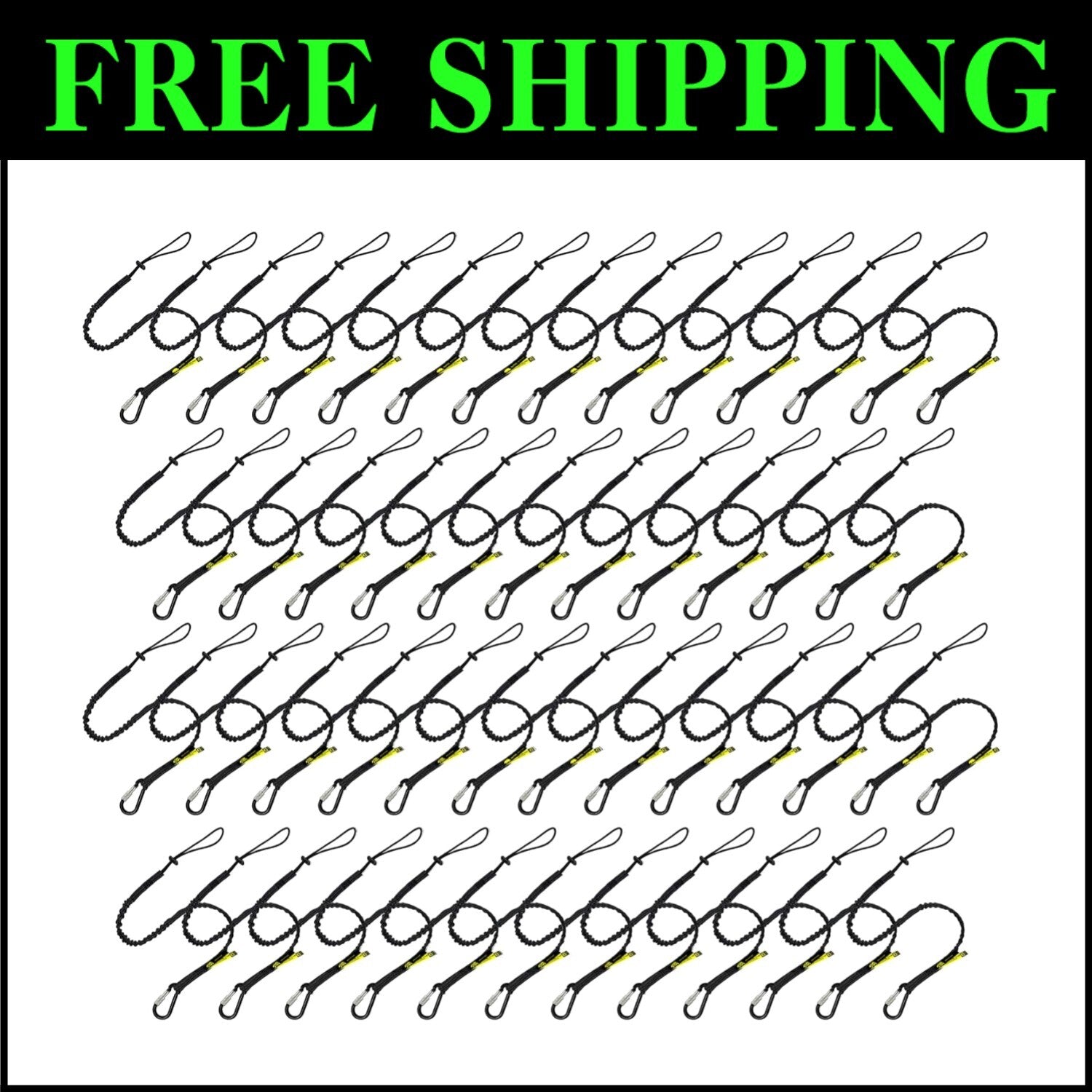 Durable Tool Safety Lanyard 50-Pack with Reflective Stitching & Carabiner