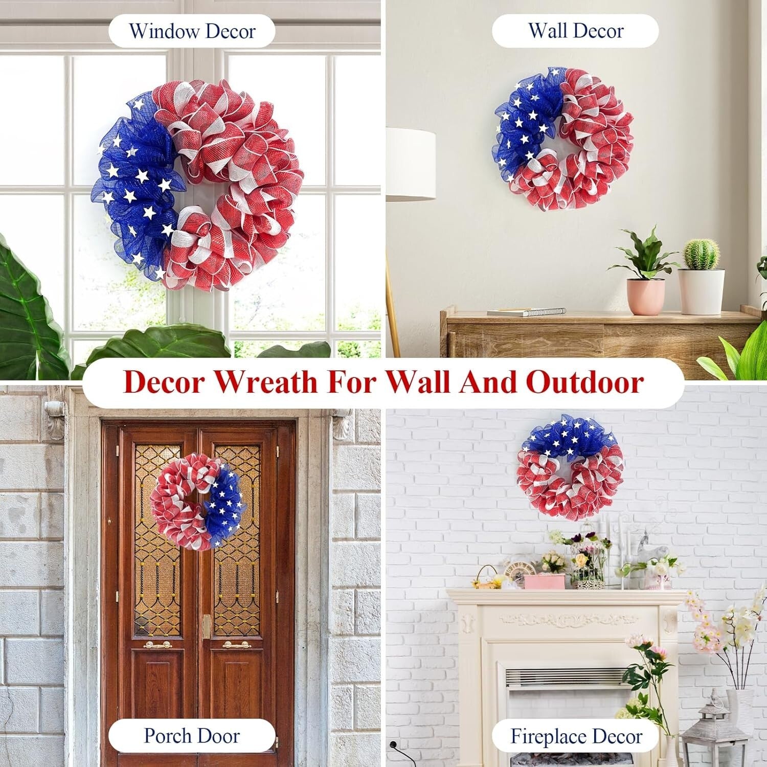 Durable Handcrafted 4th of July Mesh Wreath - Ideal for Summer and Memorial Day