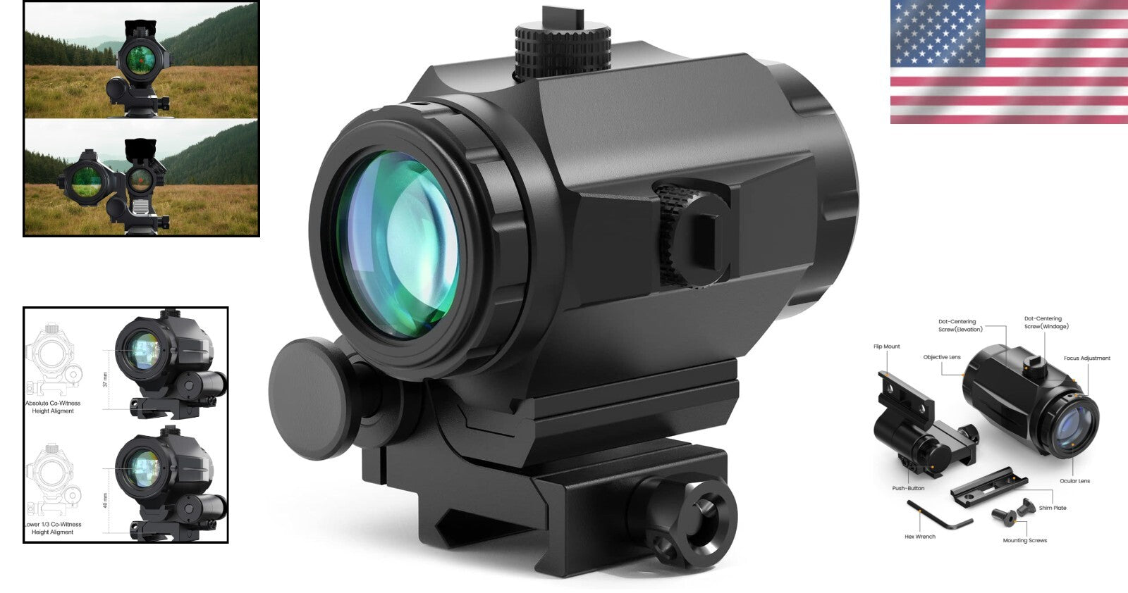 Adjustable 3X Magnifier with Flip to Side Mount for Ultimate Shooting Control