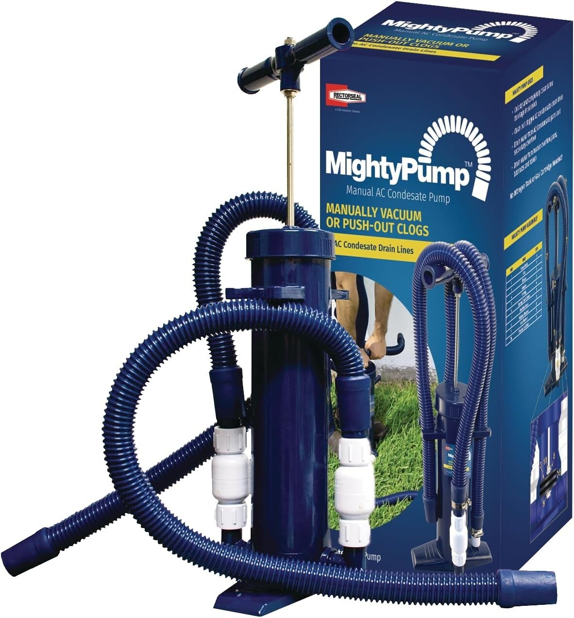 Hand-Operated Mighty Pump for A/C Drain Lines - Efficient Water Clearance