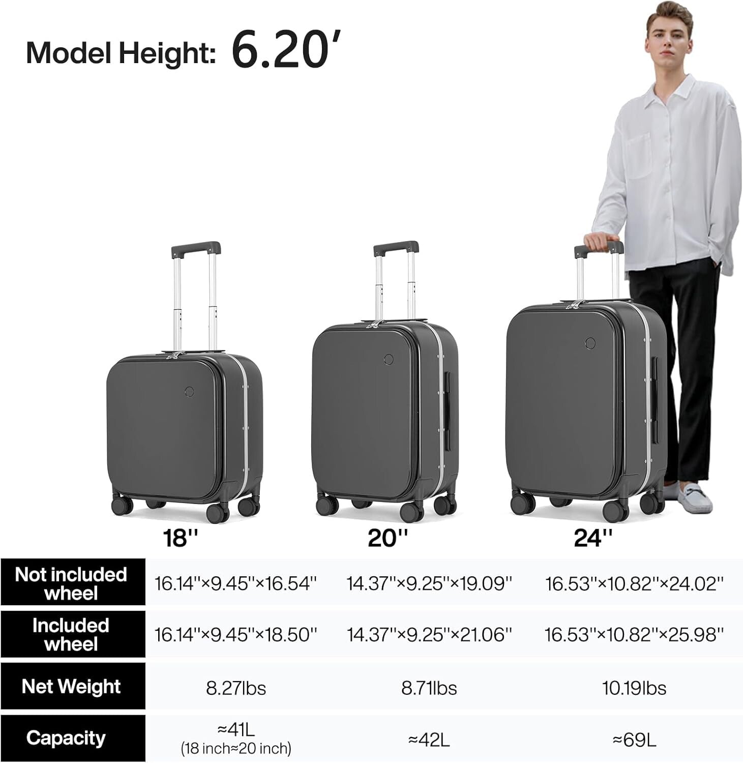 Award-Winning 24'' Hardside Luggage with TSA Lock and Ample Storage - Rock Gray