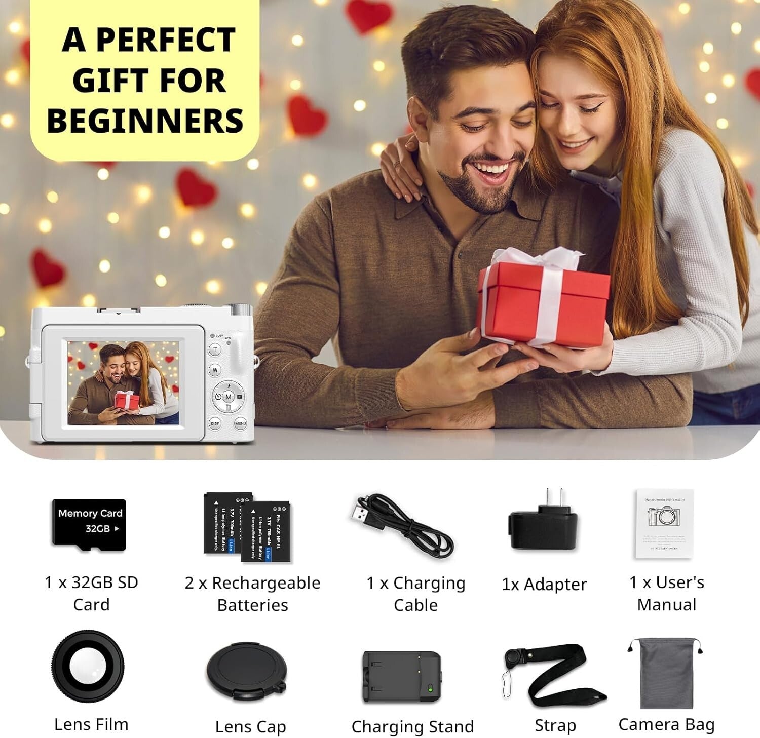 2024 4K Digital Camera with 48MP and 180° Flip Screen - Perfect for Vlogging