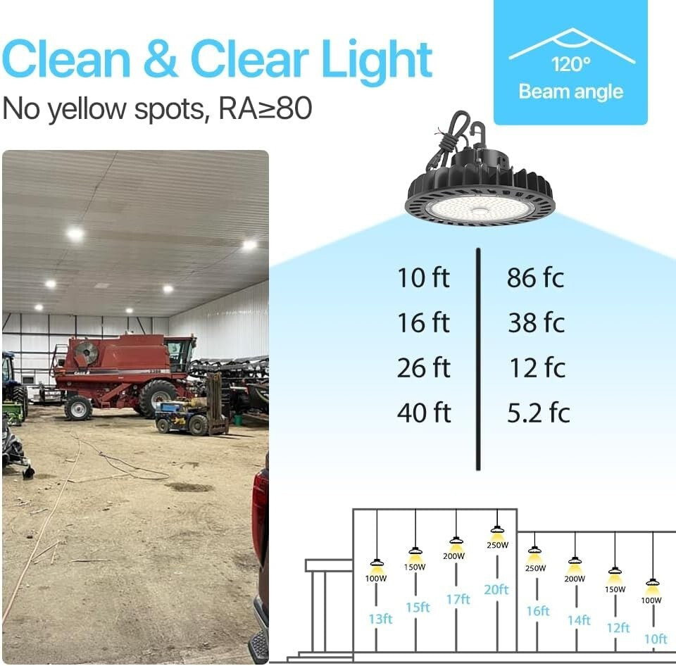 Efficient 150W High Bay Light with 21000lm Brightness - Easy Hook Installation