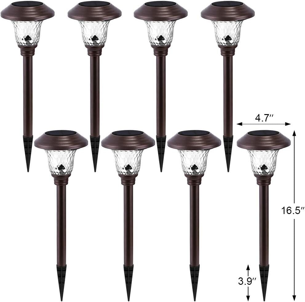 All-Weather Solar Pathway Lights - 8 Pack Waterproof with Colorful Illumination