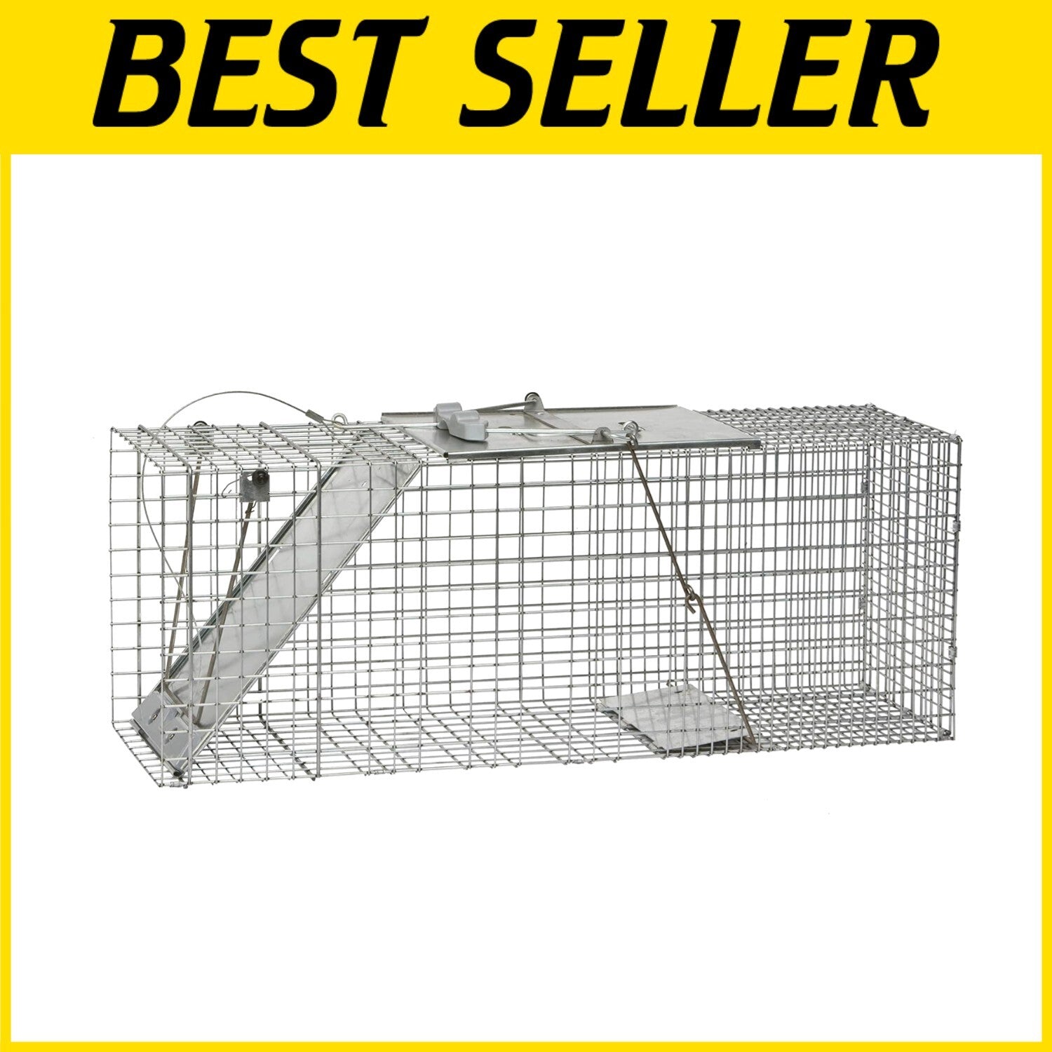 Efficient Large 1-Door Animal Trap for Armadillos, Cats & Raccoons - Easy Set