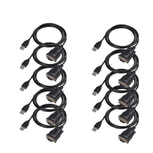 Load image into Gallery viewer, PL2303 USB to RS232 DB9 5 FT Cable Adapter for Printers and Cameras - Pk of 10