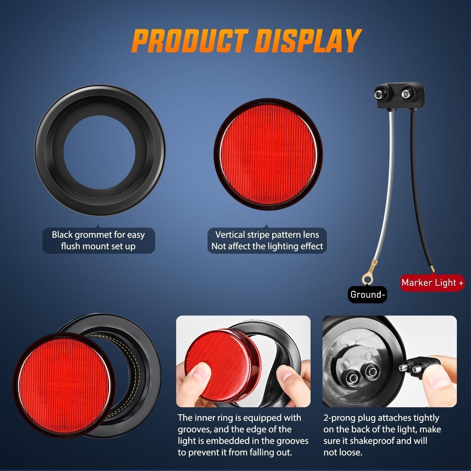 8PCS Flush Mount LED Clearance Lights - Waterproof Design for Trucks & Trailers