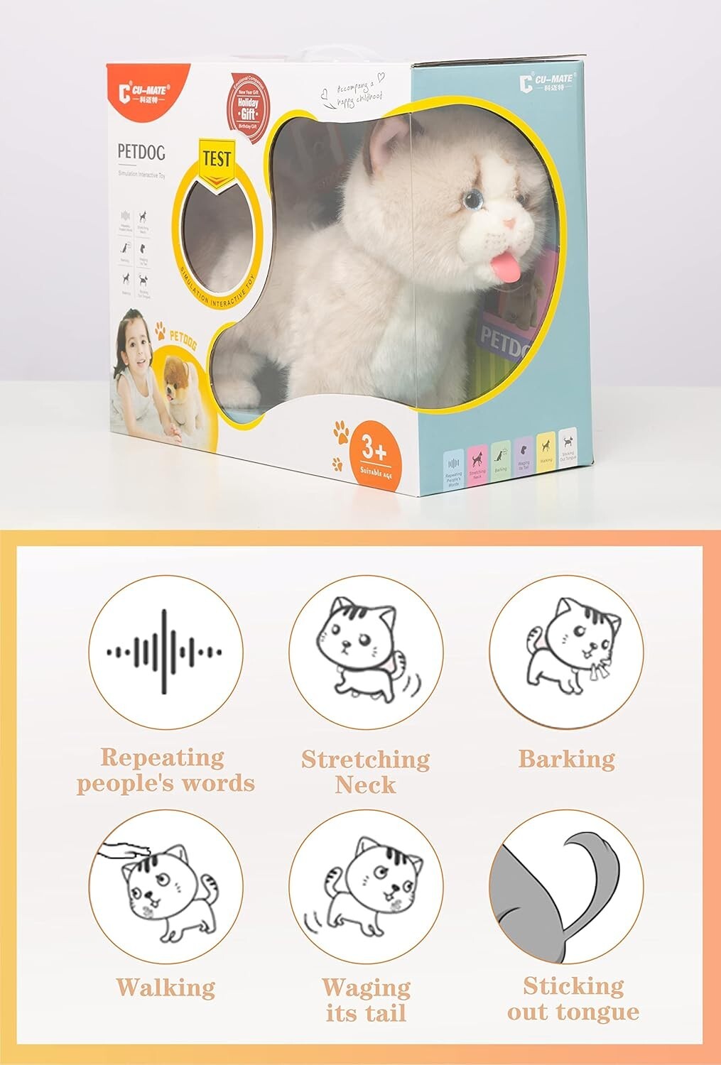 Realistic Robotic Ragdoll Cat with Barking and Wagging Tail - Gift for Kids