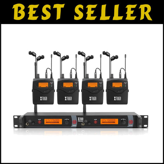 Professional UHF Wireless In-Ear Monitor System with 4 Bodypacks - 300 Ft Range