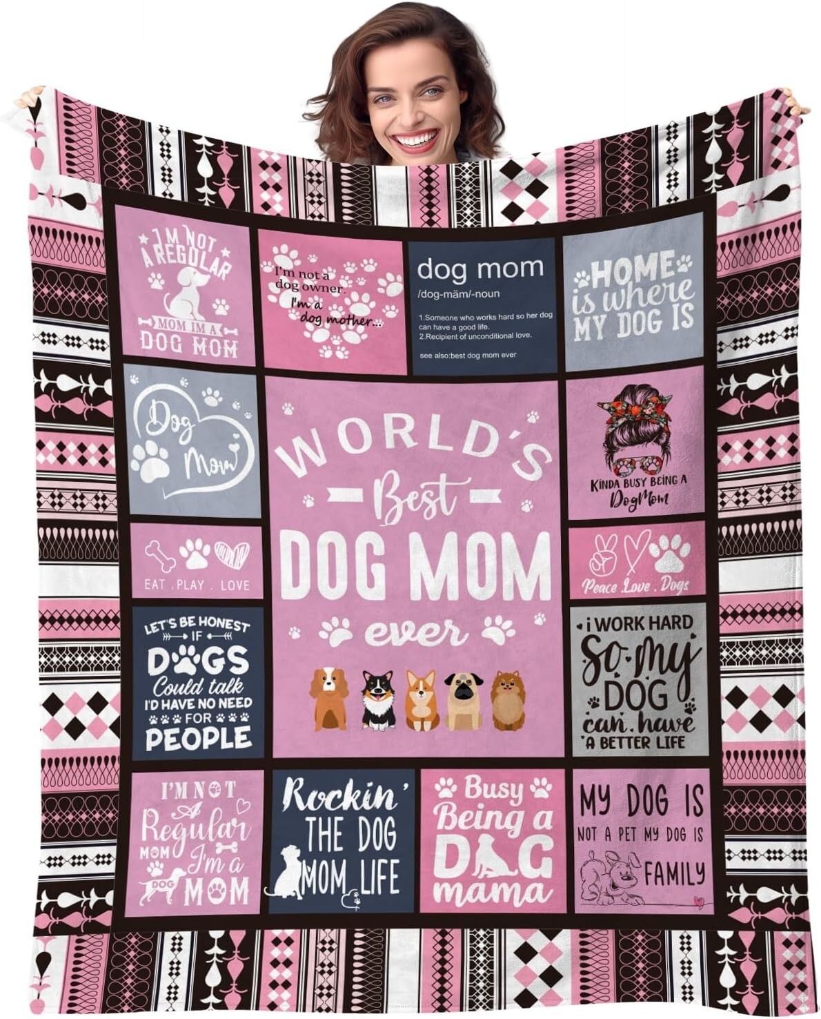 Luxurious Dog Mom Blanket - Lightweight Cartoon Throw for Dog Lovers