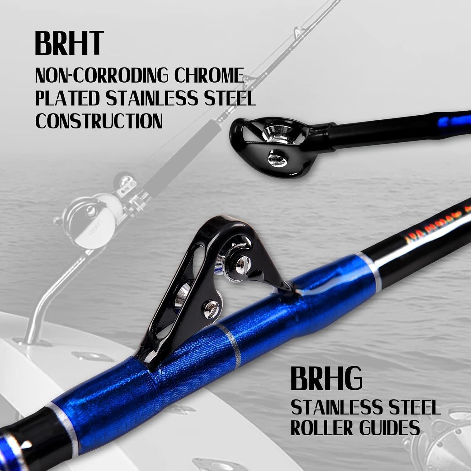 Versatile 5'6'' Offshore Fishing Rod with Roller Guides for Tuna and Marlin