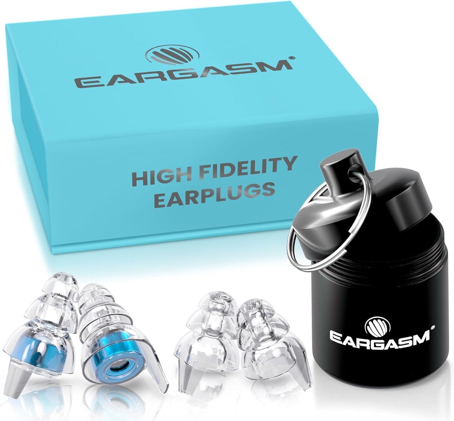 Premium High Fidelity Earplugs - Noise Reduction with Compact Case for Musicians