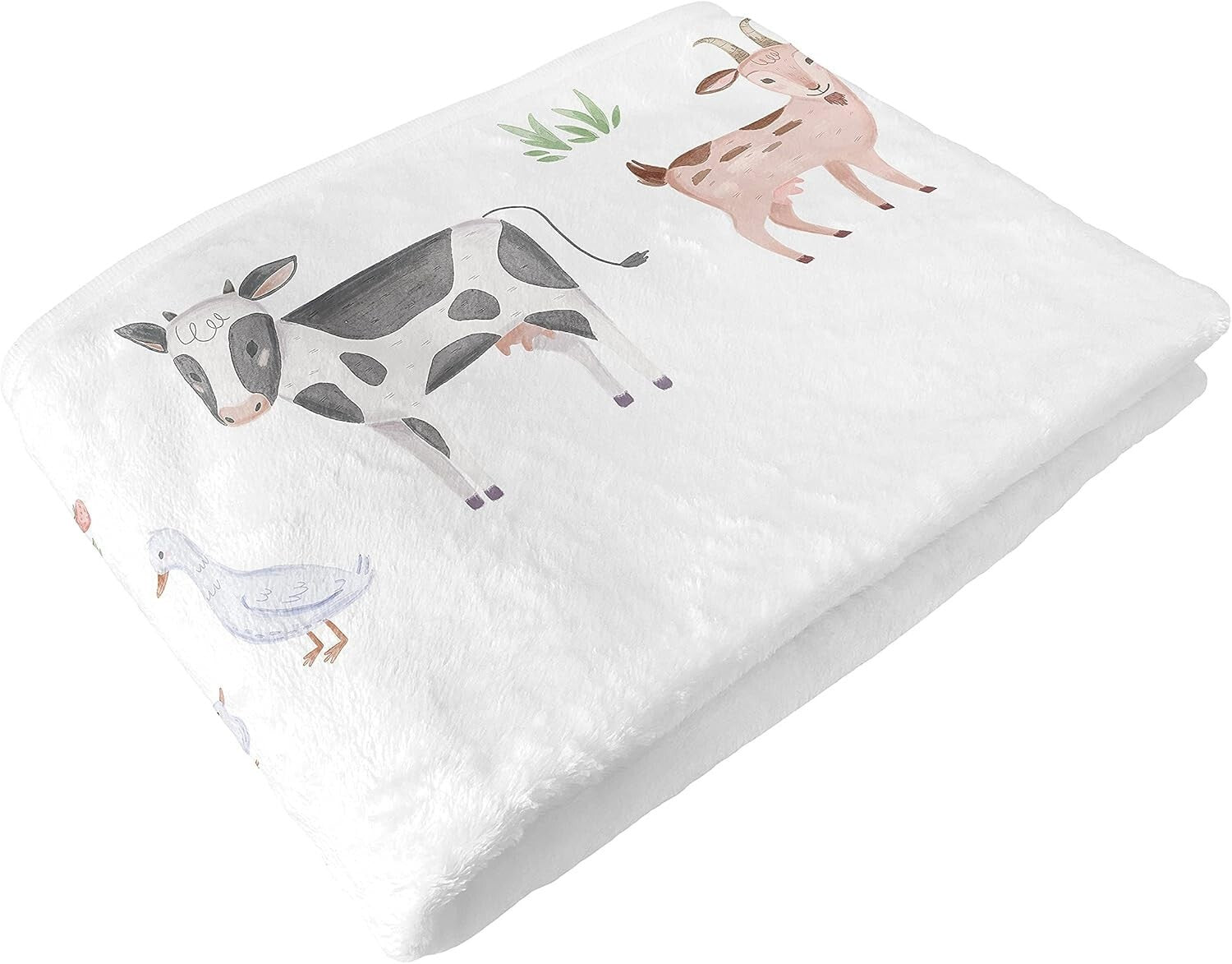 40x50 Minky Fleece Farm Animal Blanket with Photo Frames for Newborn Memories