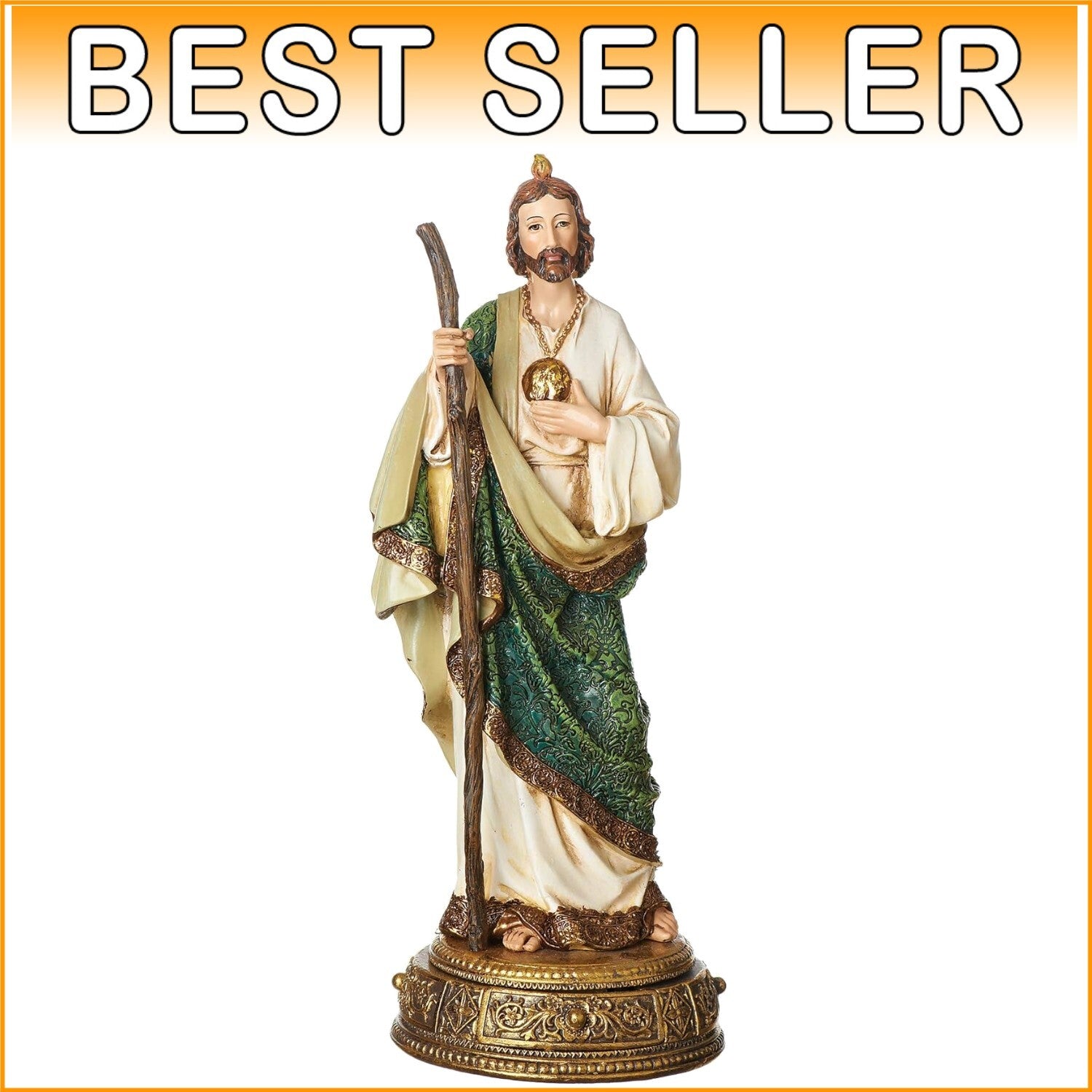 St. Jude Figure on Base - 10.75" Elegant Resin Statue for Home & Office Decor