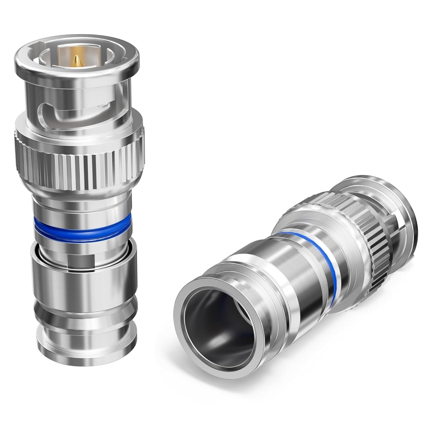 100 Pack Male BNC Compression Connectors - Easy Install for Security Systems