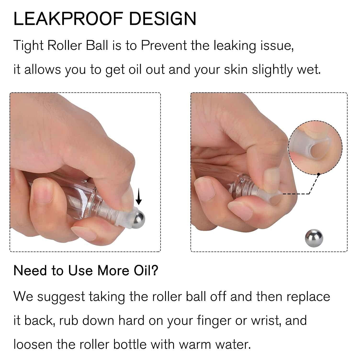 60 Pack Essential Oil Roller Bottles - 10ml Glass with Labels & Accessories