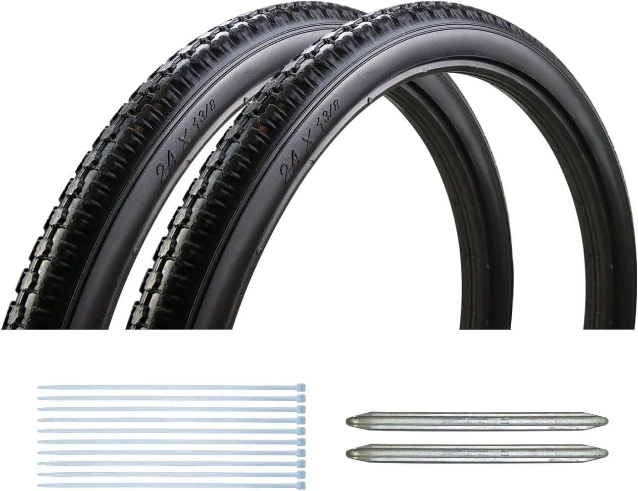 Puncture-Proof 24x1 3/8” Wheelchair Tires - Lightweight Solid Pair for Easy Use