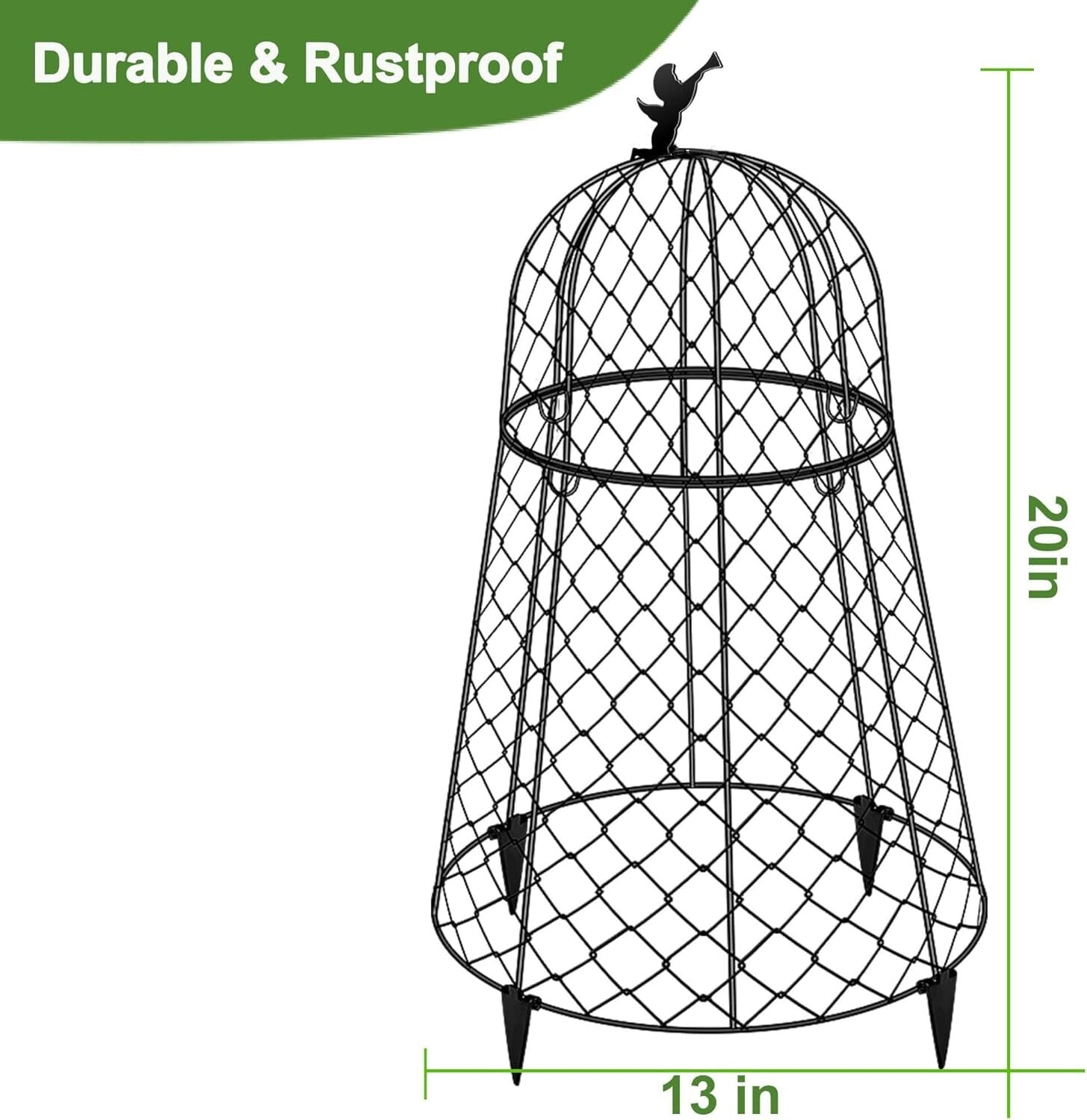 Durable Rustproof Chicken Wire Plant Cloches - 20" High Garden Protectors