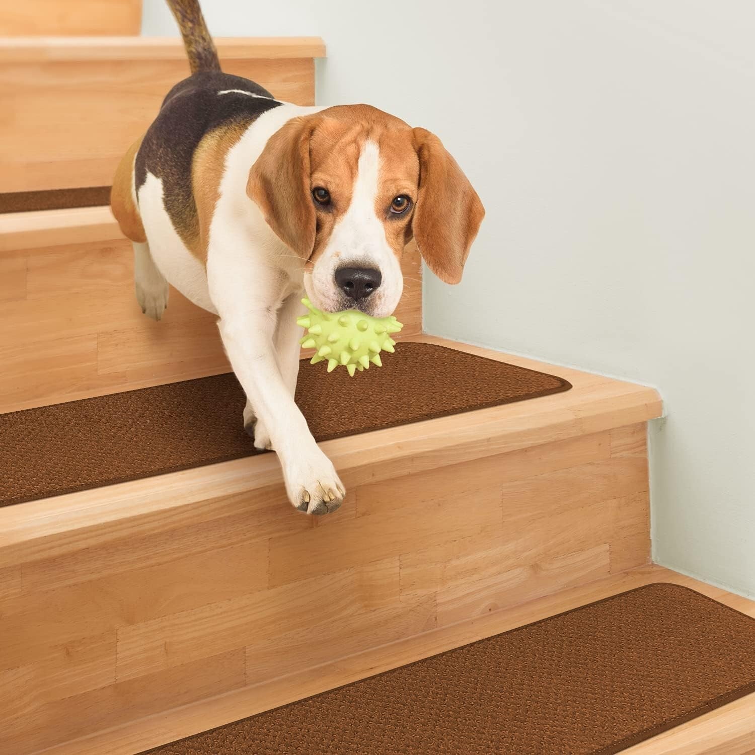 Comfort & Safety: Set of 15 Non-Slip Toffee Brown Carpet Treads - 8" x 27"