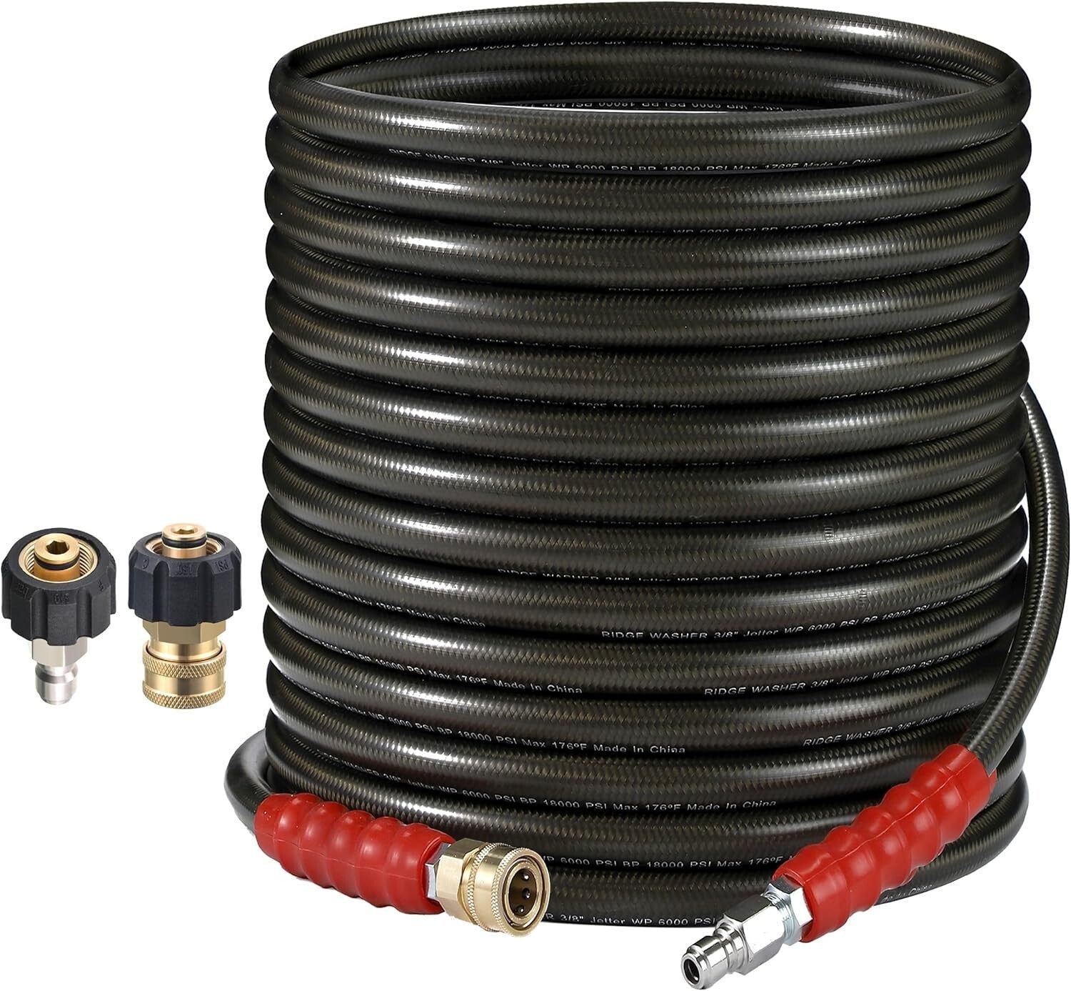 Versatile 50ft Steel Braid Pressure Washer Hose - 6000 PSI, for Gas & Electric