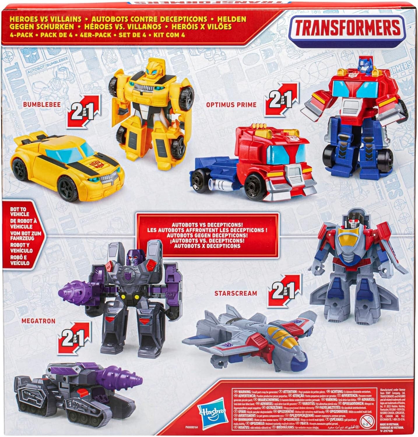 Autobot & Decepticon Heroes vs Villains 4-Pack Robot Action Figures for Kids