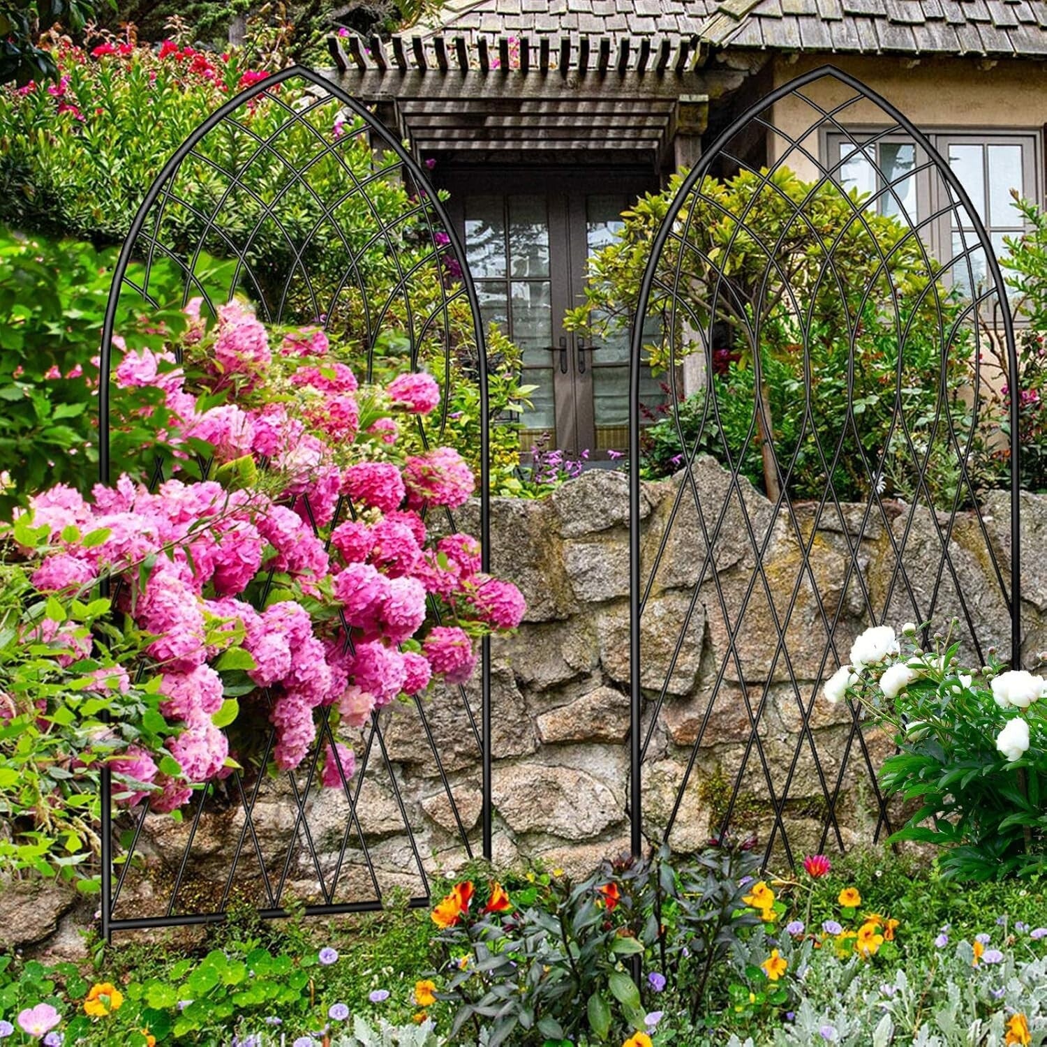 2 Pack Large 75" x 31" Heavy-Duty Metal Garden Trellis for Climbing Plants