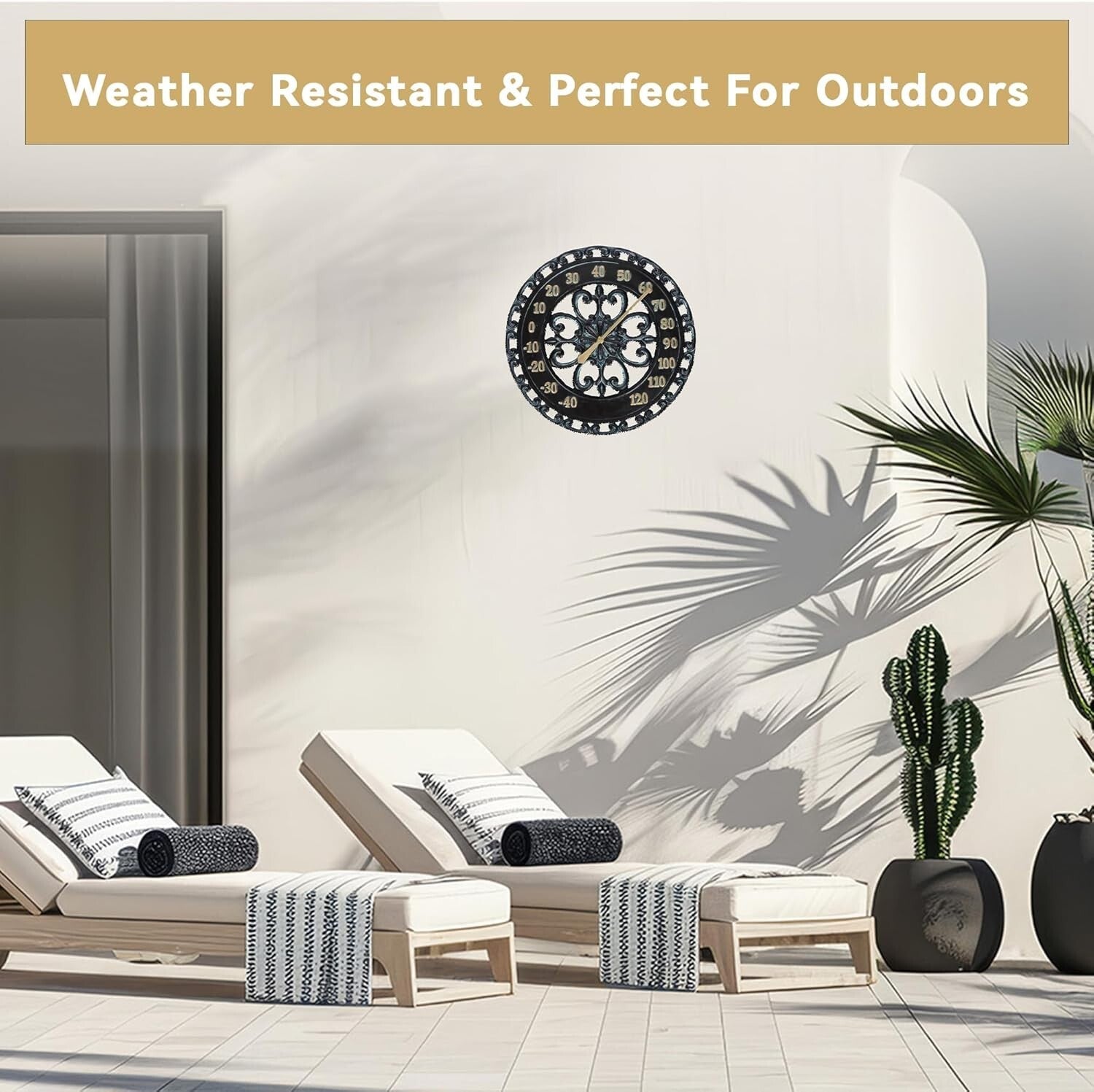 Large 13-Inch Black Wall Thermometer with Retro Design - Ideal Gift for Home