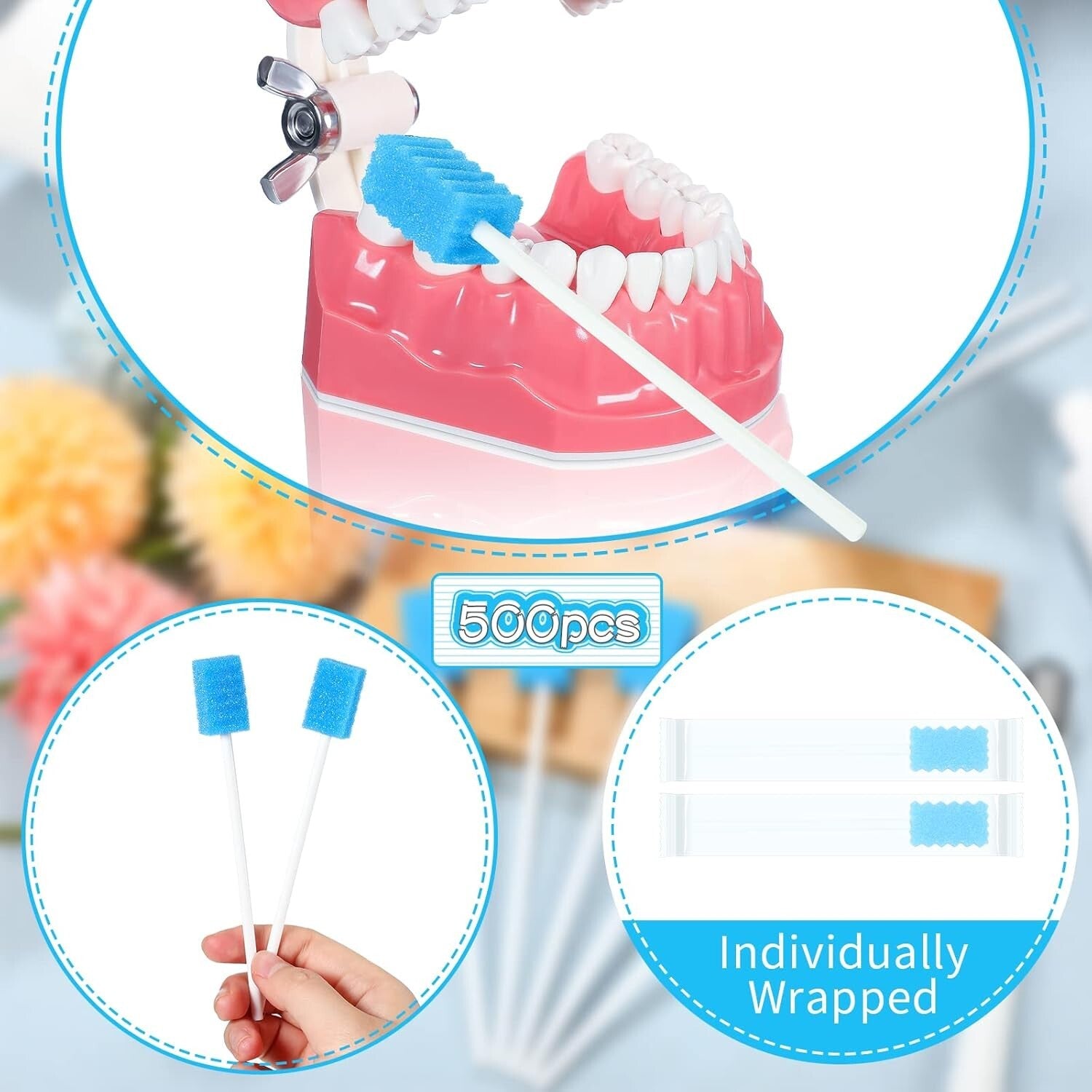 500 Bulk Disposable Sponge Swabs for Oral Hygiene - Perfect for Elderly Care