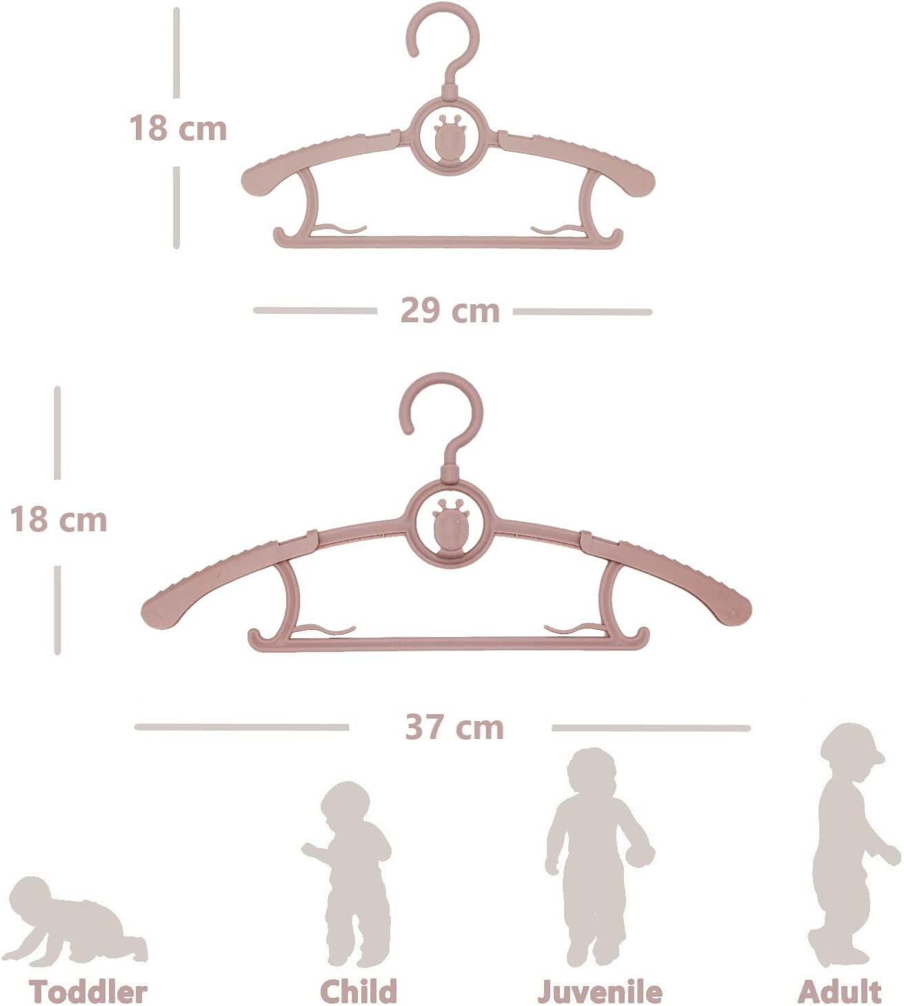 50 Adjustable Toddler Hangers with 360° Hook - Non-Slip Baby Clothes Solution