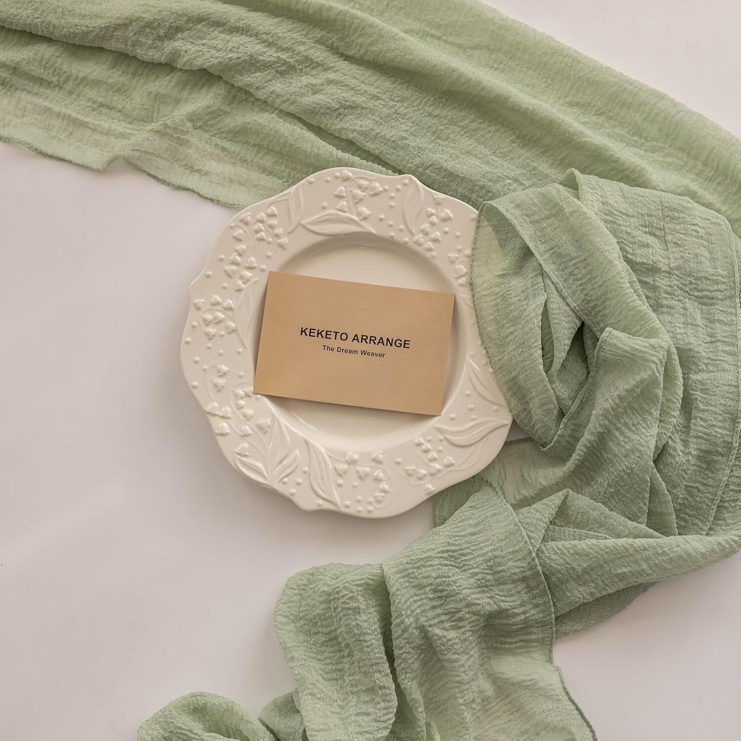 Breathable Cotton Cheesecloth Runners - Sage Green 6pcs for Elegant Decor