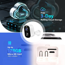 Load image into Gallery viewer, Wireless Outdoor Security Camera: 1080P Night Vision &amp; AI Motion Alerts Included