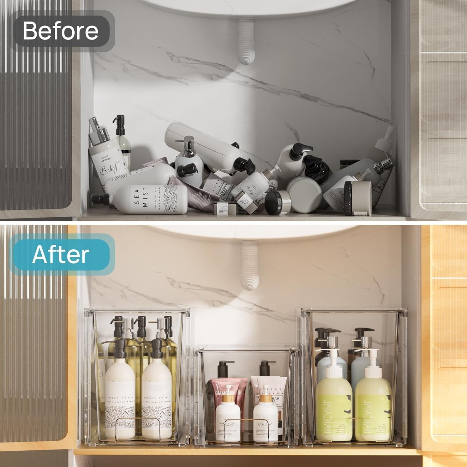 Multi-Purpose Clear Plastic Storage Drawers - Ideal for Cabinets & Vanities