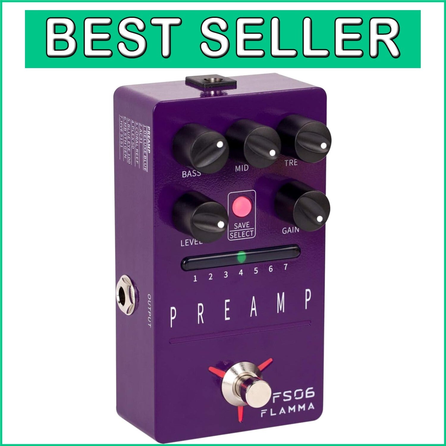 7 Preamp Guitar Effects Pedal - Built-in Cabinet Simulation & Lightweight Design