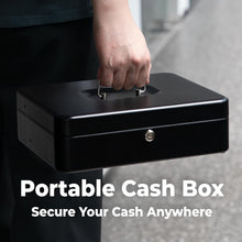 Load image into Gallery viewer, Large Metal Cash Safe with Key Lock and Tray for Yard Sales &amp; Small Business
