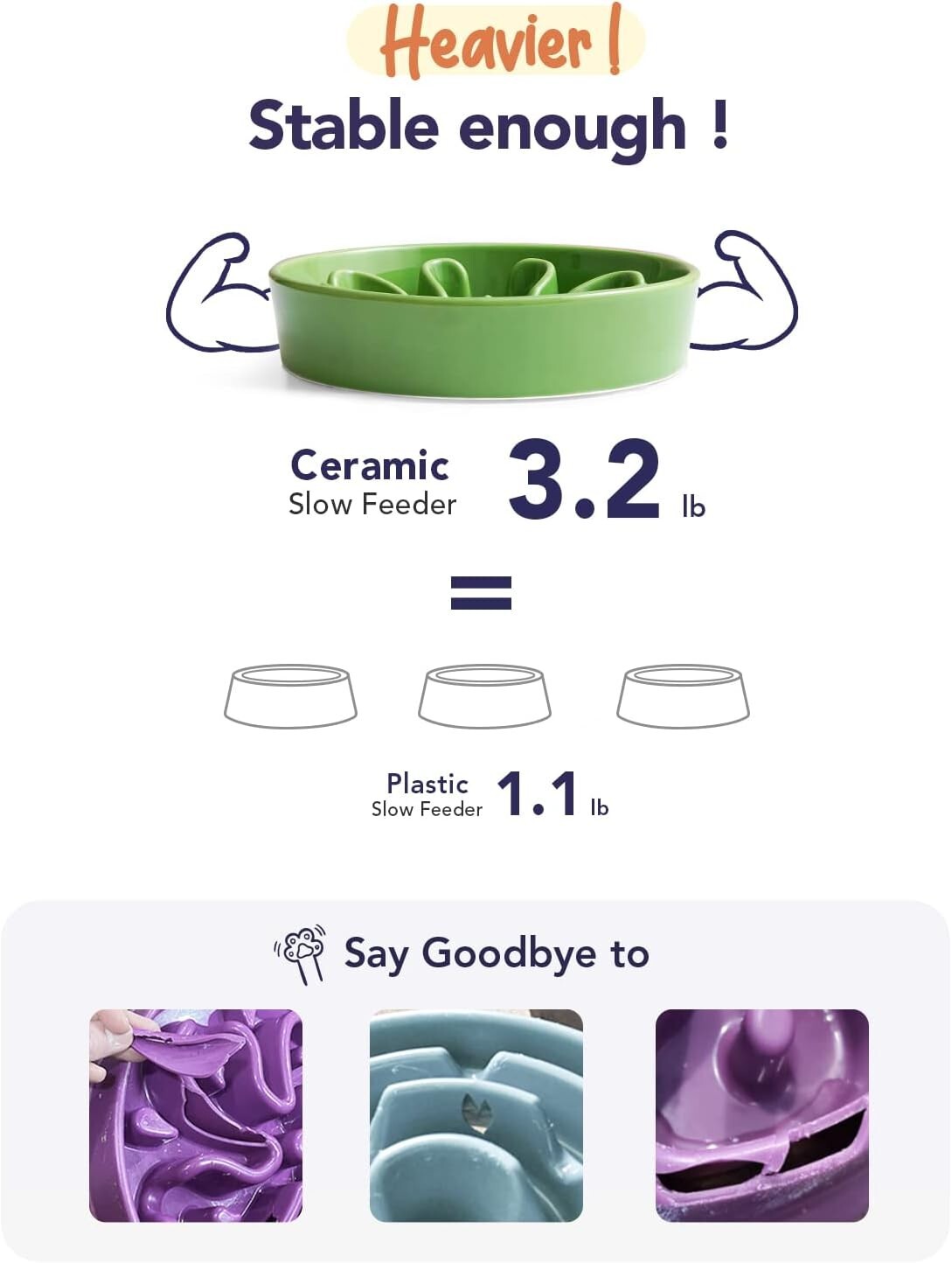 Elevated Ceramic Dog Bowls - Non-Slip Clover Green Dishes for Healthy Feeding