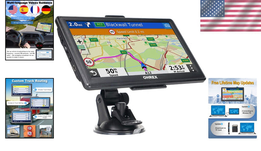 Professional 7-Inch GPS Tracker with Voice Command & Free Lifetime Map Updates