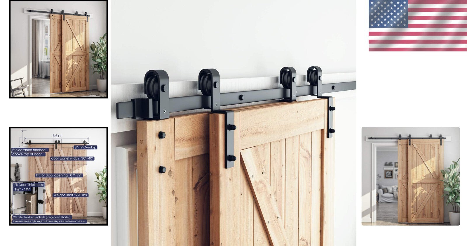 Heavy-Duty 6.6ft Sliding Barn Door Hardware - Smooth, Quiet, & Easy Install