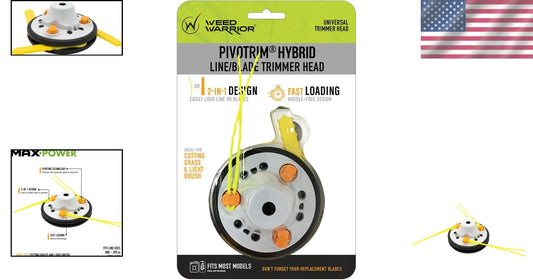 Pivotrim Rino Tuff Trimmer Head with Blades & String for Efficient Lawn Care