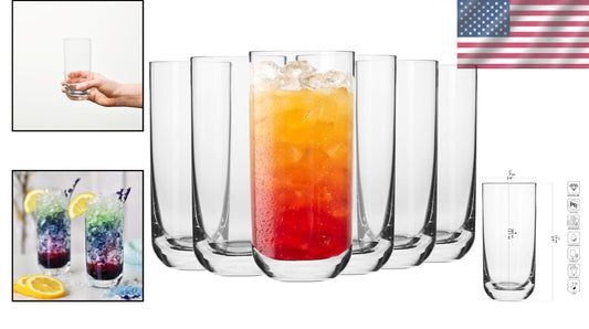 Dishwasher Safe Lead-Free Crystal Glasses - Set of 6 for Sophisticated Dining