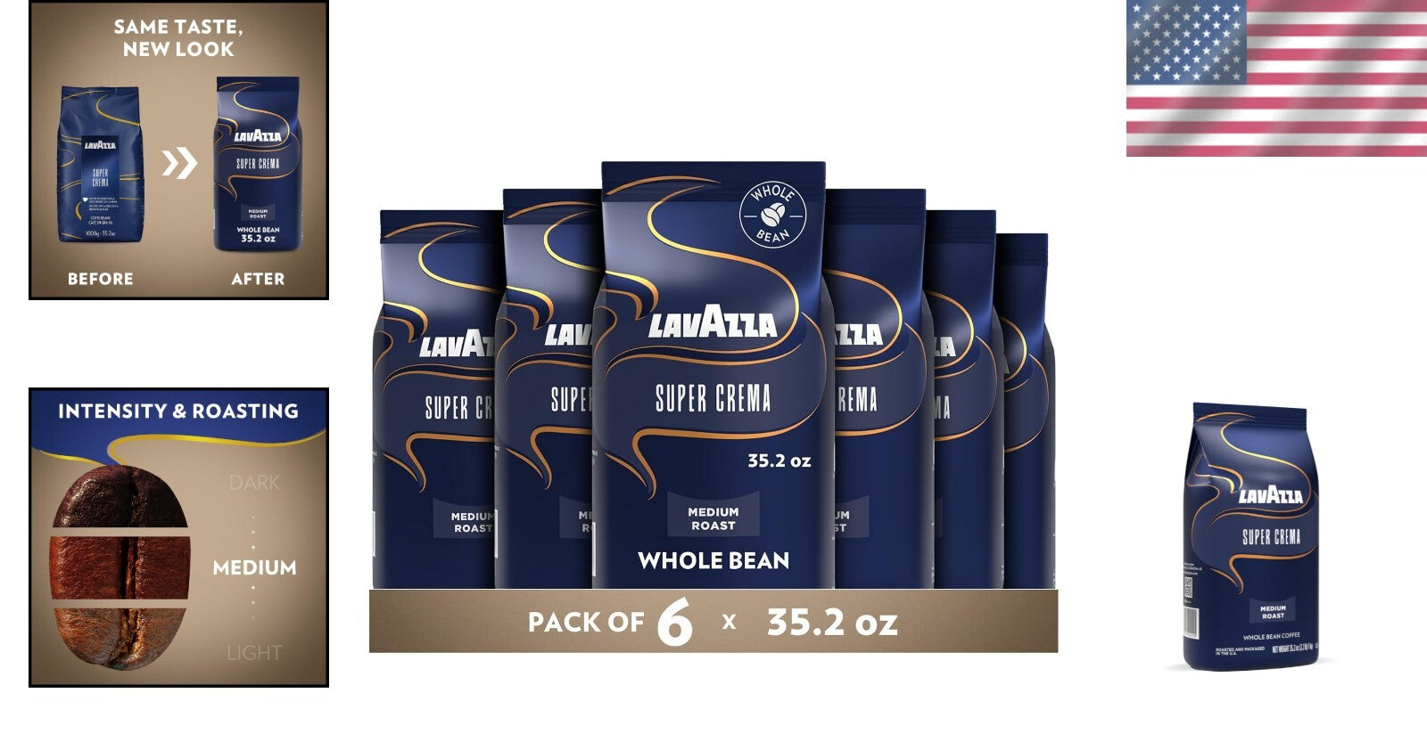 Premium Super Crema Espresso Coffee - 2.2 lb Arabica-Robusta Blend, Bold Flavor