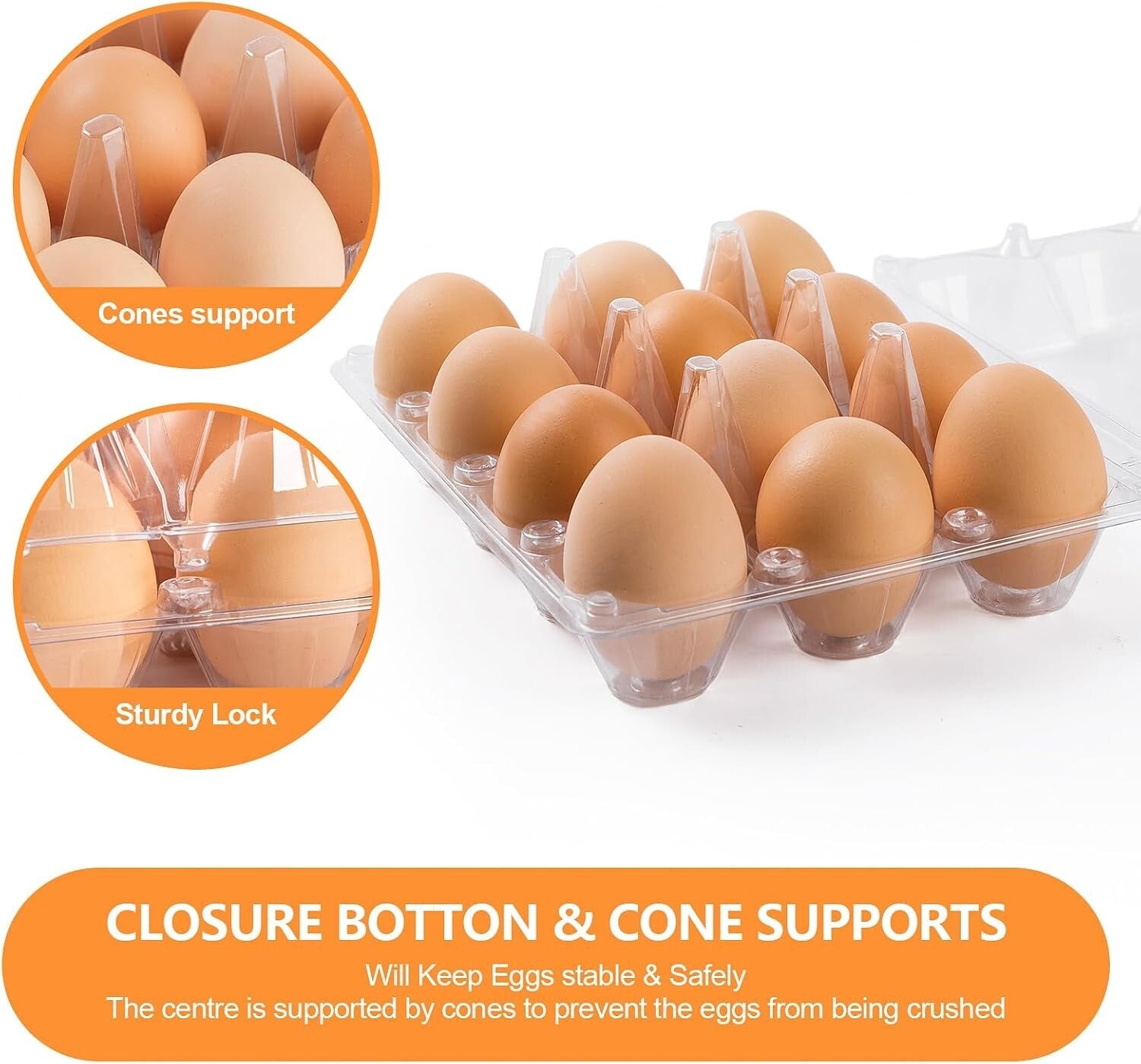 Eco-Friendly 12 Count Egg Cartons - 160 Clear Plastic Trays for Fresh Eggs