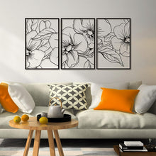 Load image into Gallery viewer, 18x12 Black Minimalist Floral Metal Wall Art Decor - 3 Pack for Stylish Spaces