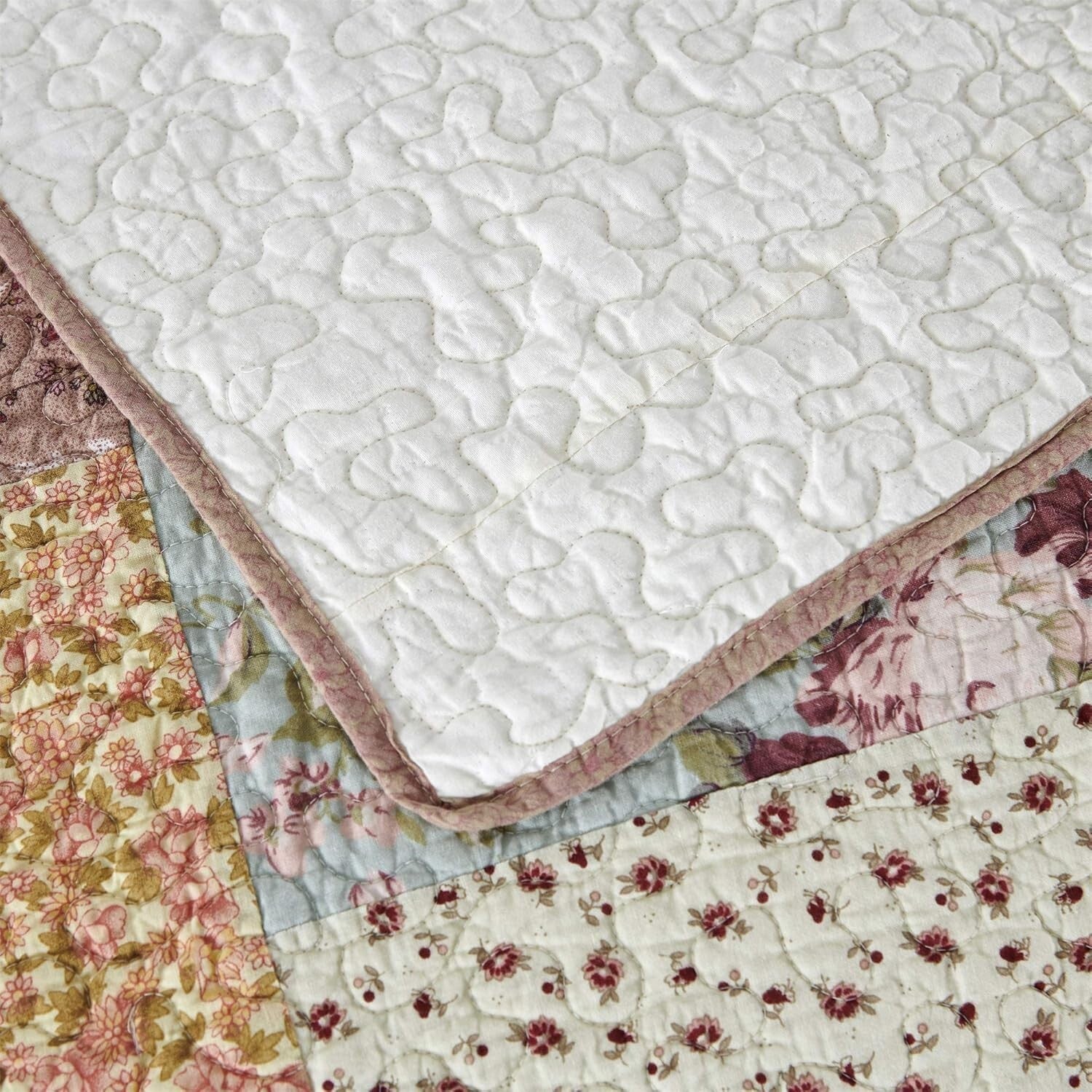 Machine Washable 100% Cotton King Quilt – Luxury Boho Floral Design 110x96"