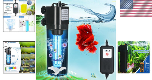 Dual Filter System Aquarium U-V Light with Timer for Clean Fish Tanks 40-75 Gal