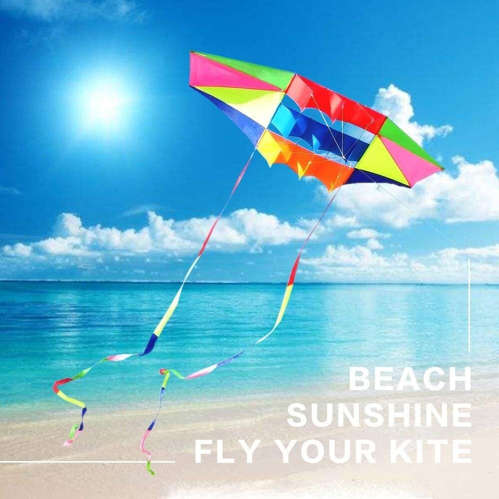 Durable Nylon Rainbow Box Kite - 98-Inch Large with Pre-assembled Convenience