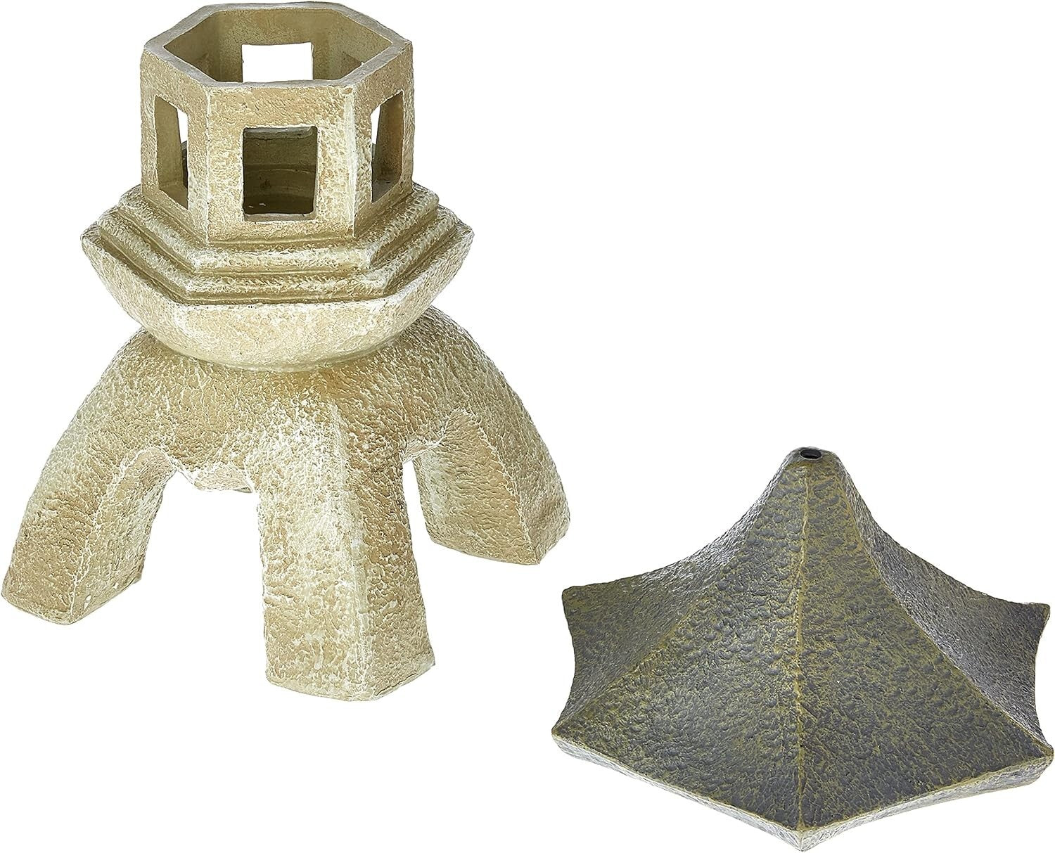 Elegant Two-Tone Stone Asian Lantern Statue - Indoor/Outdoor Serenity